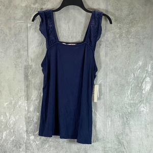 Willow Drive Women's Inkwell Navy Square-Neck Eyelet Flutter-Sleeve Top SZ XL